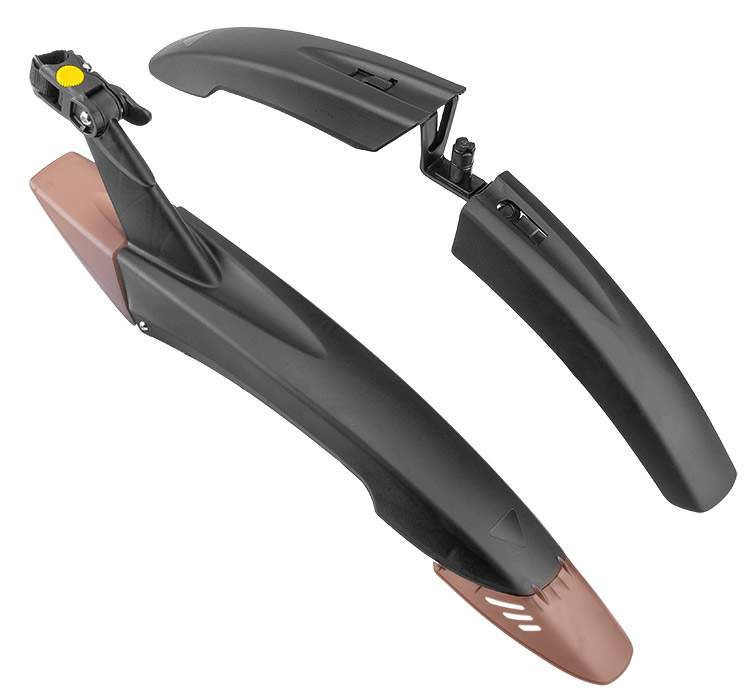 Крылья 24"-26" XGNB-065 полуфэтбайк, пластиковые, черно-коричневые, комплект