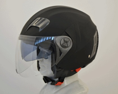 Шлем открытый "Safelead" LX-221 "колобки с доп. стеклом" мат. черный