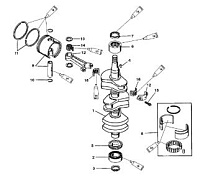 Коленчатый вал, поршни и шатуны 2-Х ТАКТНОГО ПЛМ MERCURY 60 Серийный номер от 0G290585 до 0G589999